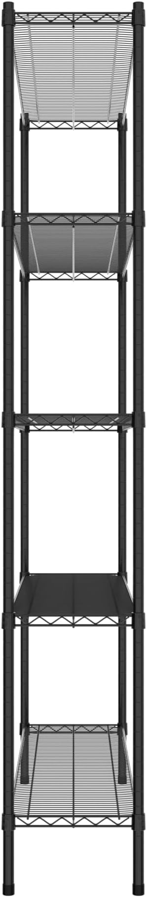 Commercial NSF Listed Black Epoxy Stationary Wire Shelving Kit 14" x 54" x 86", with 5 Shelves Perfect for Warehouse, Walk-in Refrigerator, Freezer, Grocery Store, Restaurant, Dishroom