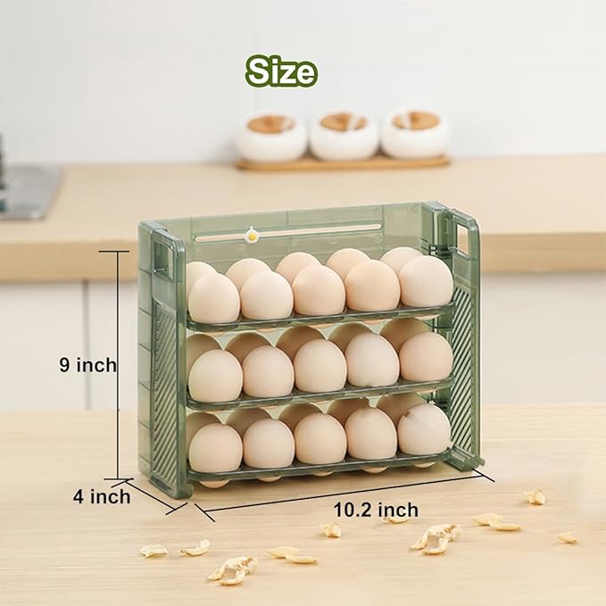 Egg Holder For Fridge 30 Grid Egg Fridge Organizer Food-Grade Plastic Container For Refrigerator Flippable Organizer For Refrigerator Holder For Kitchen Storage And Organization