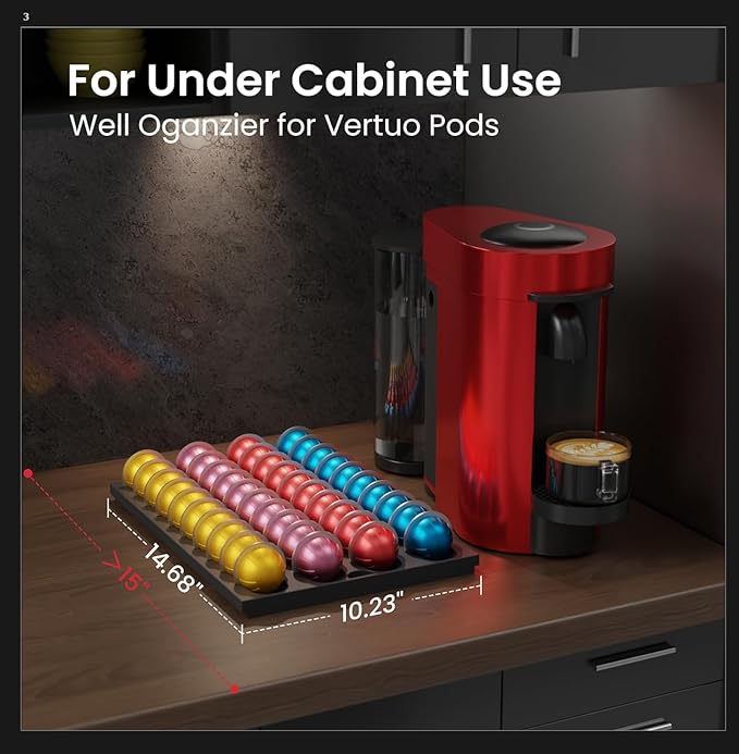 Coffee Pod Drawer Insert Compatible with Nespresso Vertuo，40 Capsules Storage Holder Tray for Counter Drawer in Home Kitchen Office
