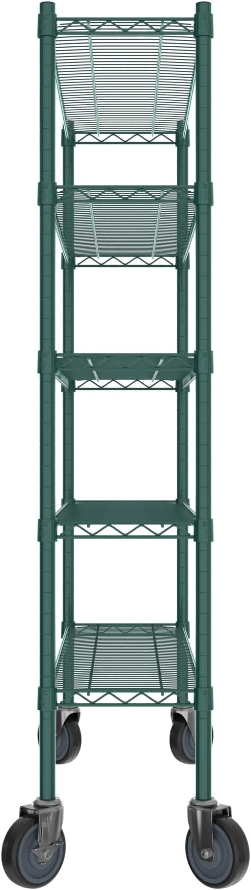 Commercial NSF Listed Green Epoxy Mobile Wire Shelving Kit 12" x 42" x 60", with 5 Shelves Perfect for Warehouse, Walk-in Refrigerator, Freezer, Grocery Store, Restaurant, Dishroom