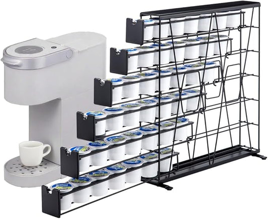 FlagShip 6-Tier Coffee Pod Holder for K Cup - 42 Capsule Max Capacity Metal Rack, Ultra-Efficient Corner Storage Space Saving Design