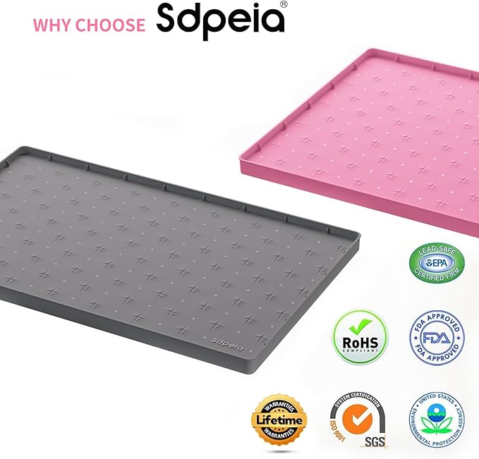 Sdpeia Under Sink Mat 22"×14" Waterproof Silicone Cabinet Liner & Sink Protector for Kitchen & Bathroom, Multi-Purpose Organizers Tray for Pets, Laundry, Cat Litter Mat,Gray