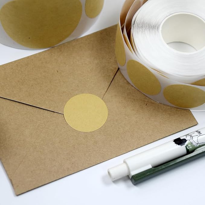 2 Inch Color Coding Dots, Light Brown Round Stickers, 500 Pcs Matte Finish Self-Adhesive Writable Kraft Labels for Packages, Containers, Organizing, Craft Projects, Jar and Canning Labels