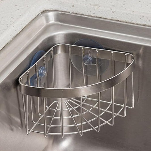 Dish Cloth Hanger+Sponge Holder +corner sink caddy Save Space Triangle 2-in-1 Sink Caddy, No Drilling with 2PCS Suckers(90° RIGHT ANGLE CORNER ONLY)