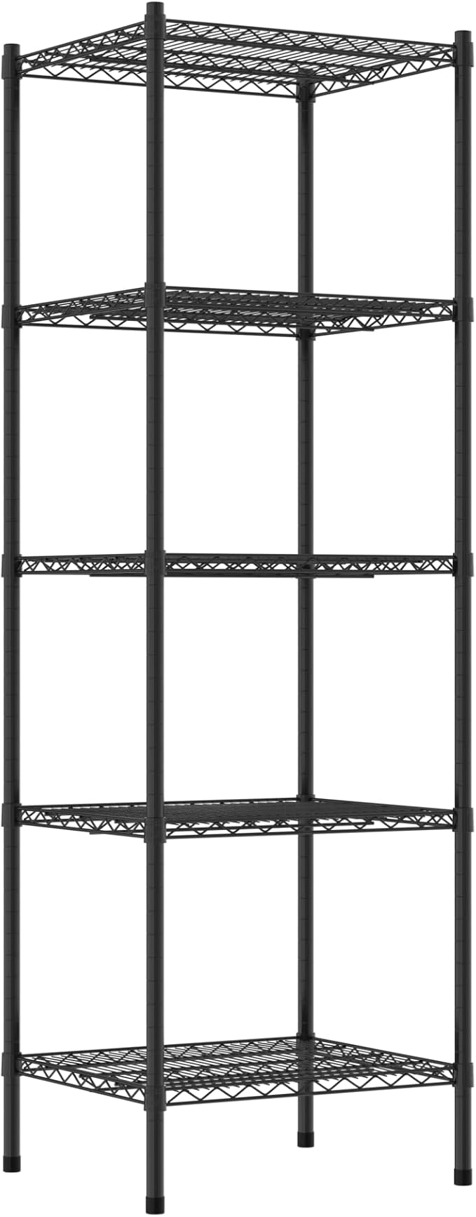 Commercial NSF Listed Black Epoxy Stationary Wire Shelving Kit 21" x 24" x 74", with 5 Shelves Perfect for Warehouse, Walk-in Refrigerator, Freezer, Grocery Store, Restaurant, Dishroom