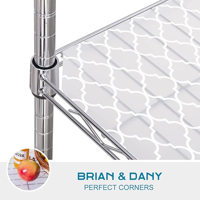 BRIAN & DANY Wire Shelf Liner 14" X 30", Heavy Duty Shelf Liners for Wire Shelving, Waterproof Protector Mats, Set of 5, Quatrefoil Grey