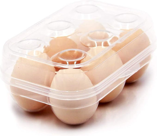 JAMOR 6 Grid Egg Storage Box Refrigerator Crisper Egg Protection Box Portable Egg Carriage Container For Camping Picnic Essential (White)