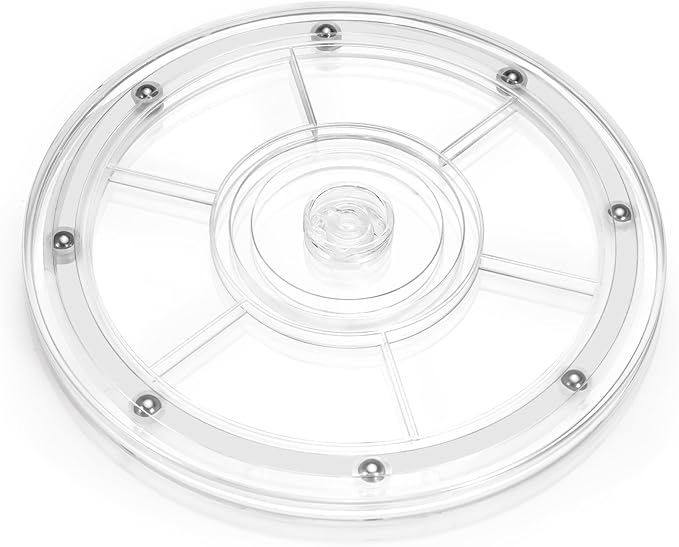 8 Inch Plastic Lazy Susan Turntable, 360° Small Clear Turntable Organizer, Transparent Ball Bearing Rotating Swivel Spinning Tray Plate for Refrigerator Table Spice Cake