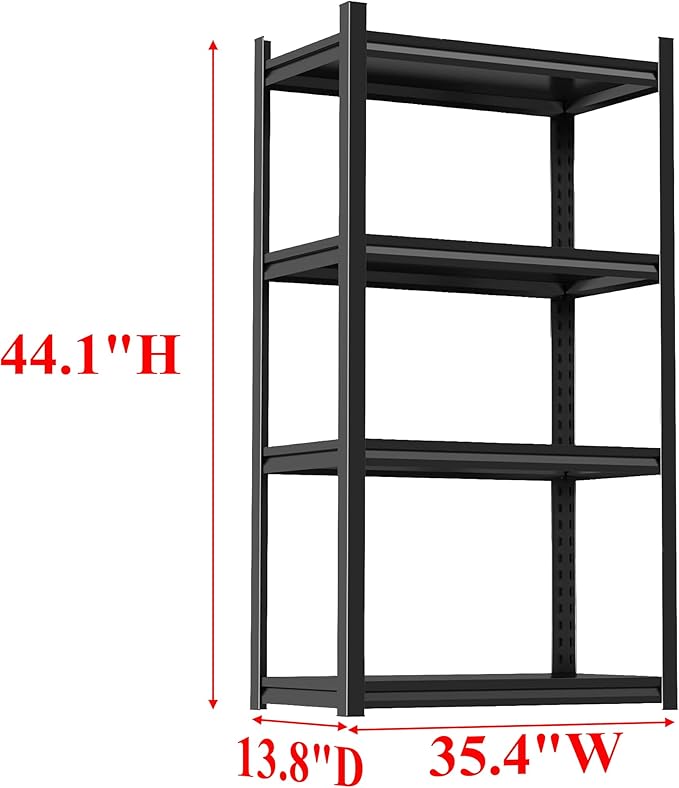 Storage Shelves Kitchen Shelf, 2400 Lbs Adjustable Metal Shelf 4 Tier Shelving Unit, Bakers Rack Industrial Shelving, Kitchen Appliance Storage Organization Standing Shelf Units, 35.4"W×13.8"D×44.1"H