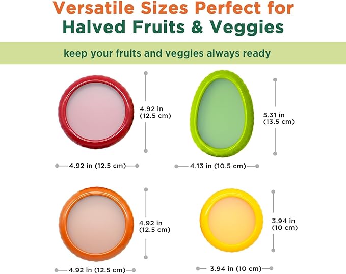Avocado Saver Storage Containers - 4-Pack BPA-Free Silicone Lids - Reusable Fresh Pods for Avocado, Onion, Tomato & Halved Produce