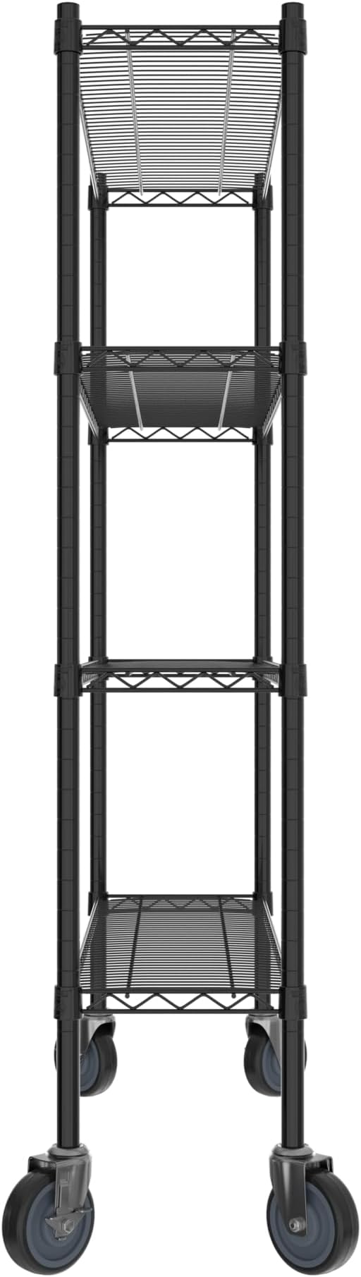 Commercial NSF Listed Black Epoxy Mobile Wire Shelving Kit 12" x 42" x 60", with 4 Shelves Perfect for Warehouse, Walk-in Refrigerator, Freezer, Grocery Store, Restaurant, Dishroom