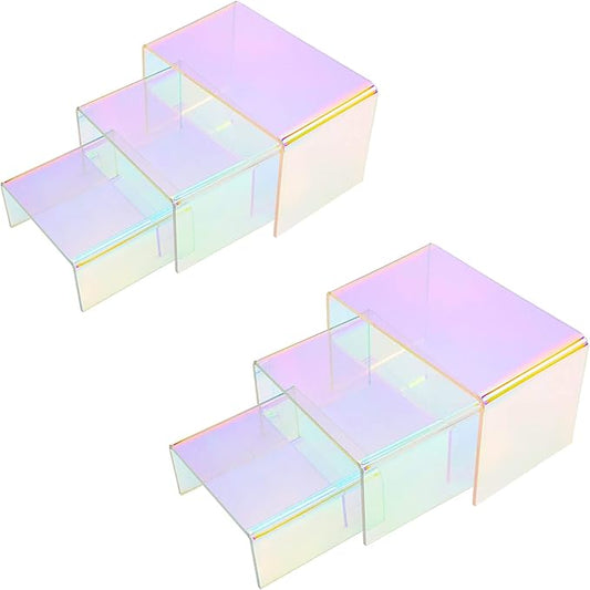 2 Sets Acrylic Display Risers Colorful Product Stand,Cupcakes Holder Dessert Display Transparent Showcase Stands, Candy Bar Risers, Acrylic Lifts Display for Figures