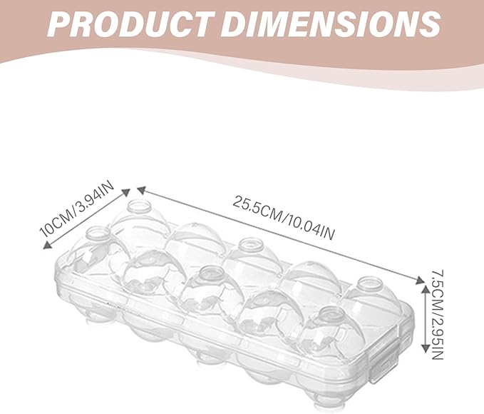 Deviled Egg Containers with Lid, 10 Slots Clear Egg Holder for Fridge Storage Portable Deviled Tray with Snap Lock Stackable Reusable Plastic Tray for Eggs