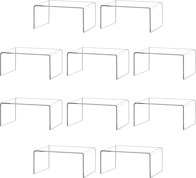BYCY Clear Acrylic Riser lot of 10 for Jewels, Cupcakes, Tea Sets, Clear Cupcake Stand for Small Toys and Cosmetics (10P-2*3*4)