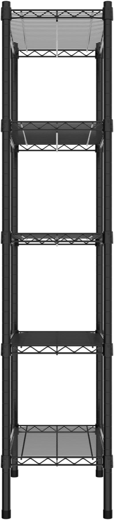 Commercial NSF Listed Black Epoxy Stationary Wire Shelving Kit 14" x 24" x 64", with 5 Shelves Perfect for Warehouse, Walk-in Refrigerator, Freezer, Grocery Store, Restaurant, Dishroom