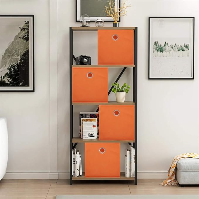 Orange Cube Storage Bins 11x11x11 Decorative Storage Cubes Boxes Foldable Organizer Storage Baskets Fabric Cubbies Drawers Collapsible Cubes Inserts Storage for Closet Organizer Shelves ,QY-SC20-6