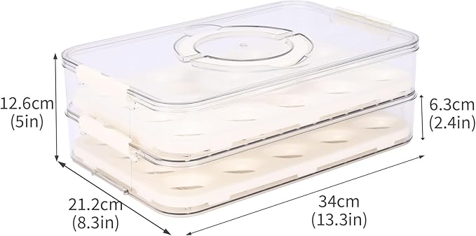 2-Layer Egg Holder for Fridge with Handle,Plastic Deviled Egg Containers with Lid a nd Side Clip Layer,Deviled Egg Tray for Kitchen,Camping Egg Container with Lid Fits 20X2 Eggs(40 Eggs)( Clear)