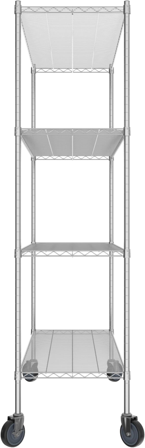 Commercial NSF Listed Chrome Mobile Wire Shelving Kit 21" x 60" x 80", with 4 Shelves Perfect for Warehouse, Walk-in Refrigerator, Freezer, Grocery Store, Restaurant, Dishroom