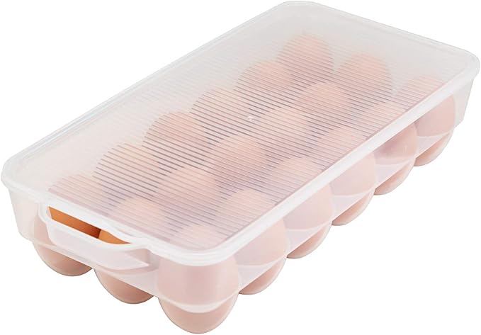 Eslite Covered Egg Holder,Egg Storage for Refrigerator,Fits 18 Eggs,Pack of 4