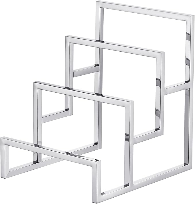 uxcell Clutch Purse Display Stand 3 Layer Wallet Display Rack Metal Clutch Holder Riser for Home Retail Store Supplies - Silver