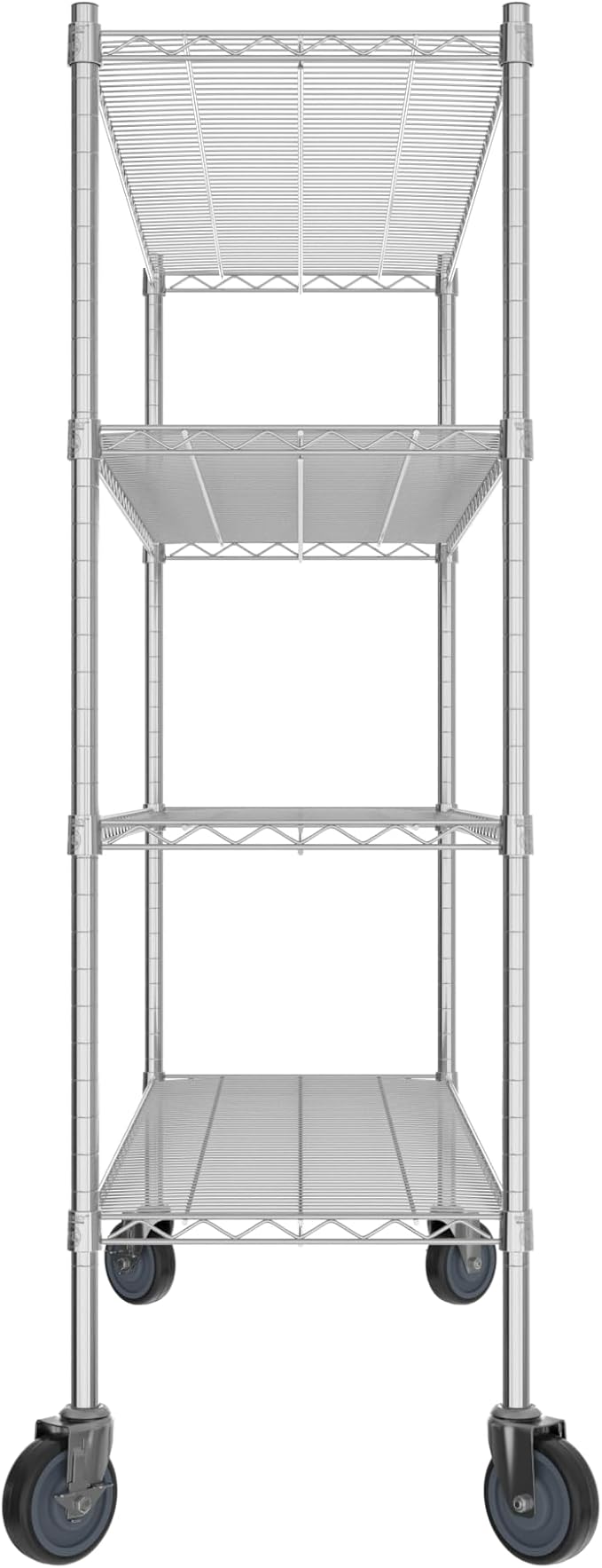 Commercial NSF Listed Chrome Mobile Wire Shelving Kit 18" x 54" x 60", with 4 Shelves Perfect for Warehouse, Walk-in Refrigerator, Freezer, Grocery Store, Restaurant, Dishroom
