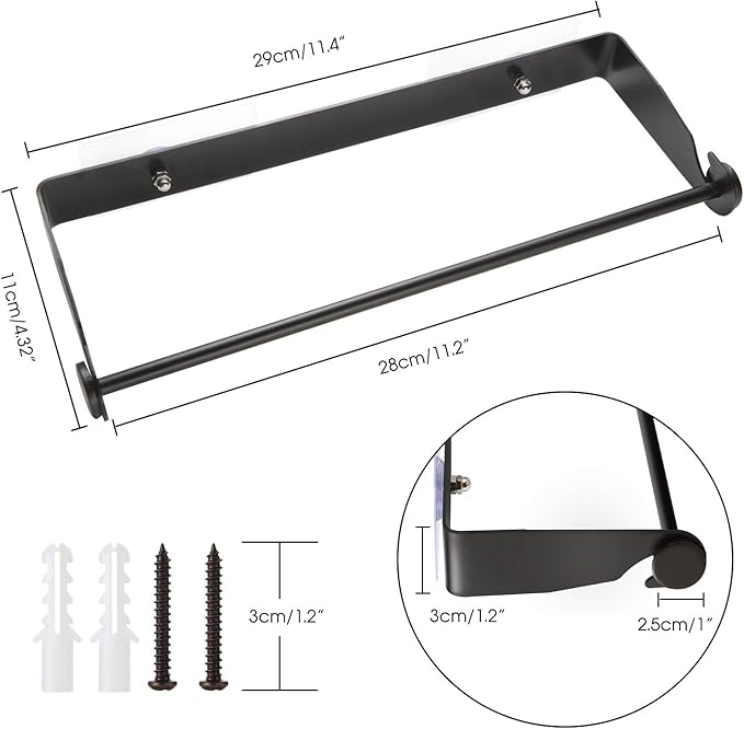 Under Cabinet Paper Towel Holder Wall Mount for Home Kitchen,Stainless Steel for Large Rolls-Black