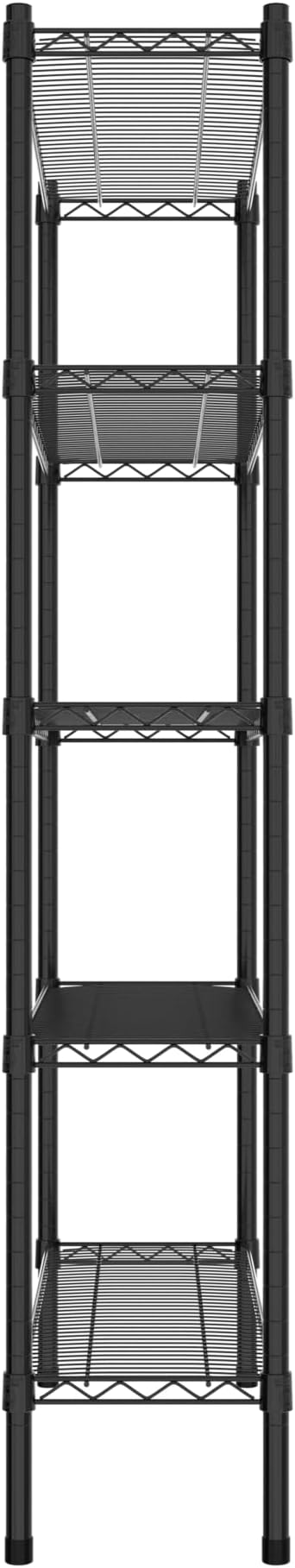 Commercial NSF Listed Black Epoxy Stationary Wire Shelving Kit 12" x 36" x 64", with 5 Shelves Perfect for Warehouse, Walk-in Refrigerator, Freezer, Grocery Store, Restaurant, Dishroom