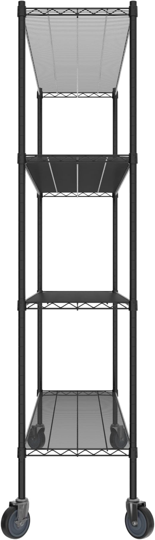 Commercial NSF Listed Black Epoxy Mobile Wire Shelving Kit 18" x 72" x 80", with 4 Shelves Perfect for Warehouse, Walk-in Refrigerator, Freezer, Grocery Store, Restaurant, Dishroom