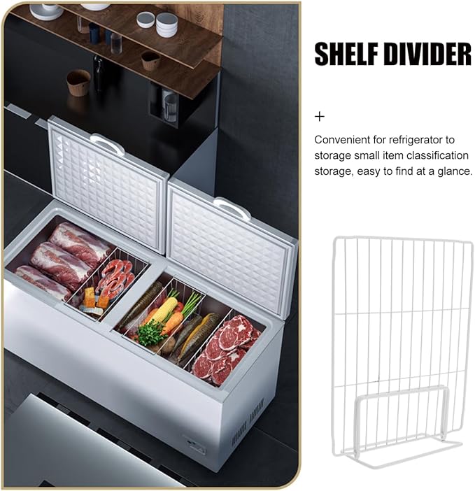 BESTYASH Refrigerator Divider Wire Shelf Organizer Adjustable Freezer Partition Rack for Food Storage and Small Item Classification in Home and Commercial Use