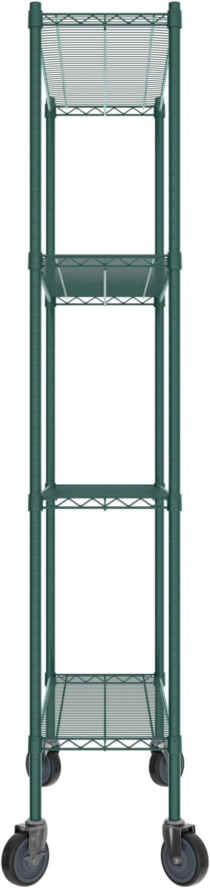 Commercial NSF Listed Green Epoxy Mobile Wire Shelving Kit 14" x 42" x 80", with 4 Shelves Perfect for Warehouse, Walk-in Refrigerator, Freezer, Grocery Store, Restaurant, Dishroom