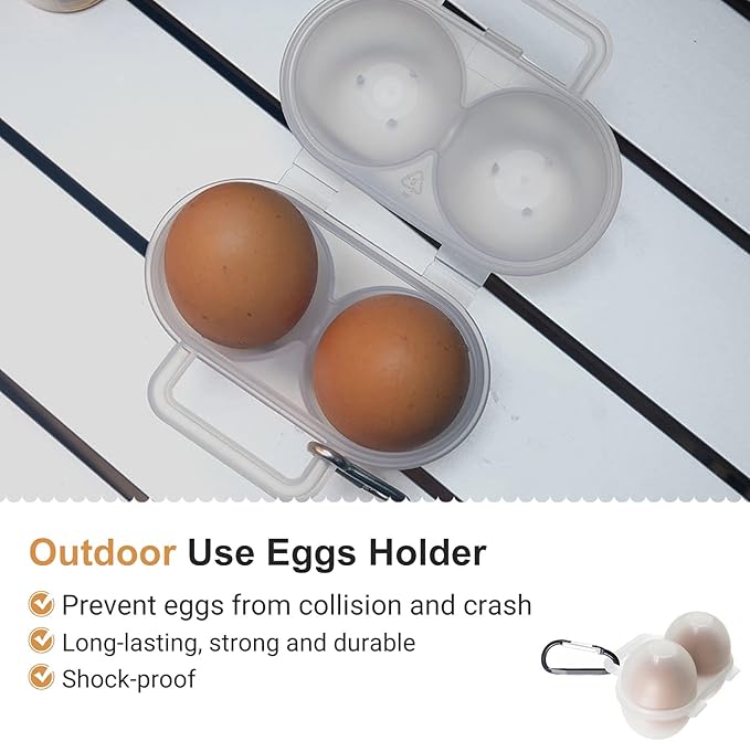 RoseFlower 2 Girds Egg Holder Container, Plastic Egg Storage Box Leakproof Shockproof Protection, Portable Egg Tray Carriage Dispenser for Camping Picnic Travel Kitchen Refrigerator Outdoor, Clear