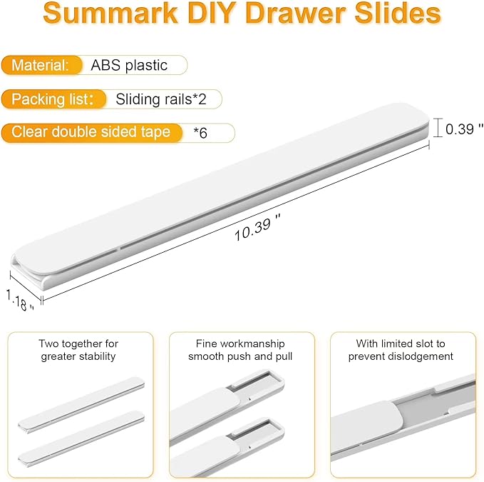 4 PCS Pull Out Rail for Baskets or Bins.Storage and Organization Accessories for Cabinet,Shelves.DIY Drawer Organizers Slides