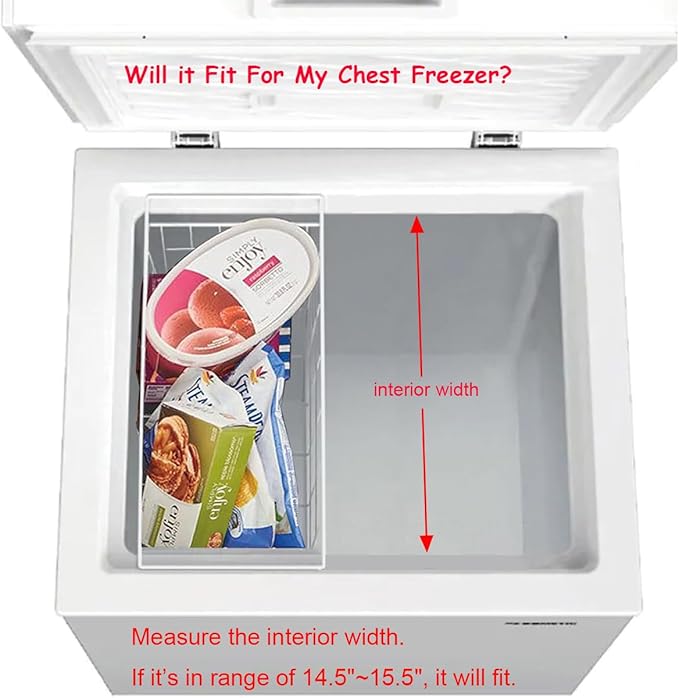 Chest Freezer Organizer Baskets - 16.5" Deep Freezer Bins for Frozen Meats and Food - 2 Pack