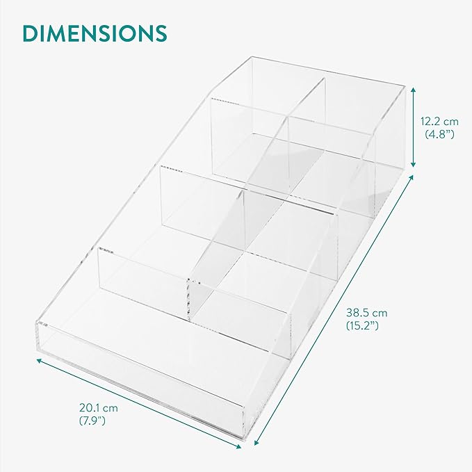 Navaris Coffee Accessories Organizer - 7-Compartment Coffee Station Box in Transparent Acrylic - Storage Caddy for Tea Bags, Coffee & Sugar Sachets - Ideal for Home & Office Use