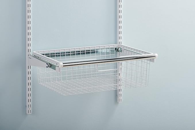 Rubbermaid Configurations Sliding Basket for Closet Drawer Organization, White, Sturdy Slide Out Basket for Home/Laundry/Bathroom/Mudroom/Pantry/Linen Closet