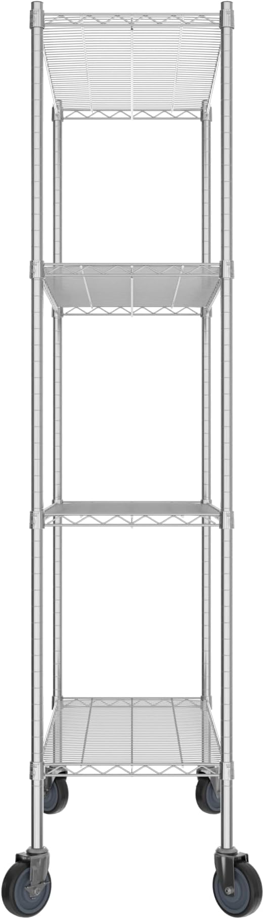 Commercial NSF Listed Chrome Mobile Wire Shelving Kit 18" x 42" x 80", with 4 Shelves Perfect for Warehouse, Walk-in Refrigerator, Freezer, Grocery Store, Restaurant, Dishroom
