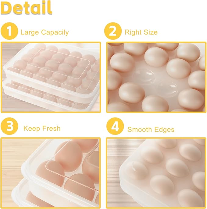 3 Pack Deviled Egg Containers with Lid, 90 Clear Deviled Egg Platter Carrier Holder Tray Fridge Stackable Countertop Portable Egg Platter for Party, Easter, Travel