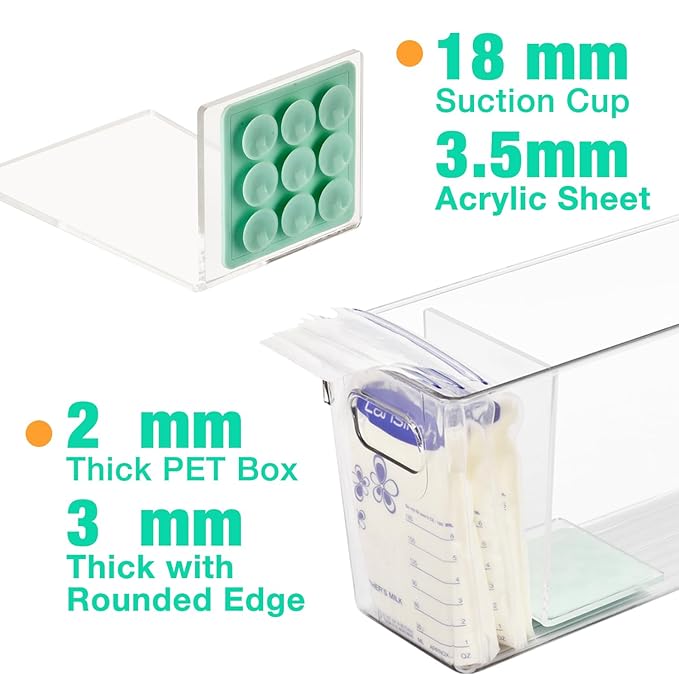 Breastmilk Storage Container with L Shaped Separator Boards, Dividers Will Flatten Standing Breast Milk Bags in Organizer Bins Save Refrigerator Space | 2 Containers-Green