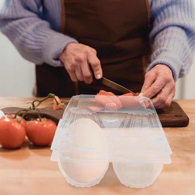 Clear Goose Egg Carton 2-Count Pvc Egg Packaging Box 5.7X5.7X3.74 Inches Lightweight Holder for Fridge Storage Transport and Display