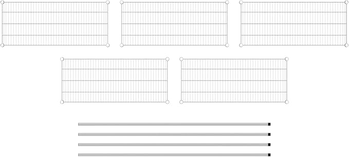 Commercial NSF Listed Chrome Stationary Wire Shelving Kit 18" x 42" x 74", with 5 Shelves Perfect for Warehouse, Walk-in Refrigerator, Freezer, Grocery Store, Restaurant, Dishroom