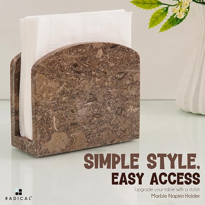Radicaln Marble Napkin Holder 5.5" Inch Oceanic Handmade Dining Table Napkins Holder - Simple Modern Home & Kitchen Paper Towel Holder Countertop - Used as Home Décor & Bar Napkins
