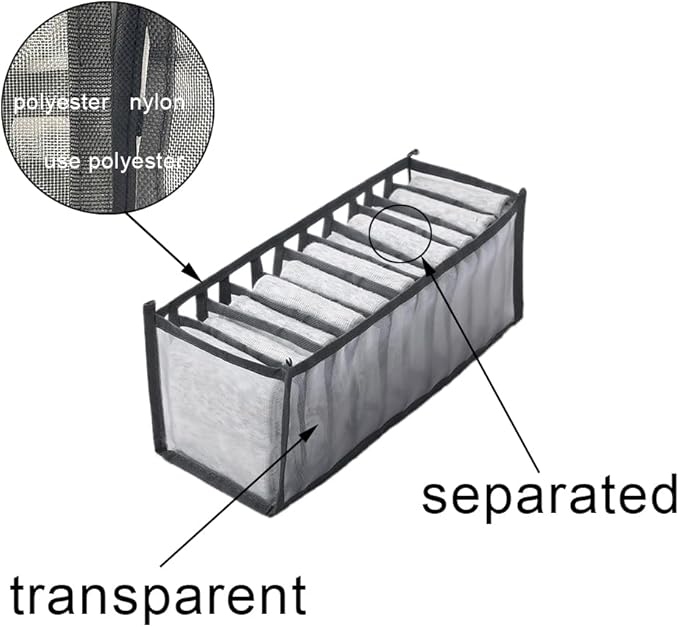 HSLFUAI Bra Organizer for Drawer, 2 Pack Bras Storage Organizer with Compartments, Drawer Organizer for Bras (Gray-6S-2PCS)