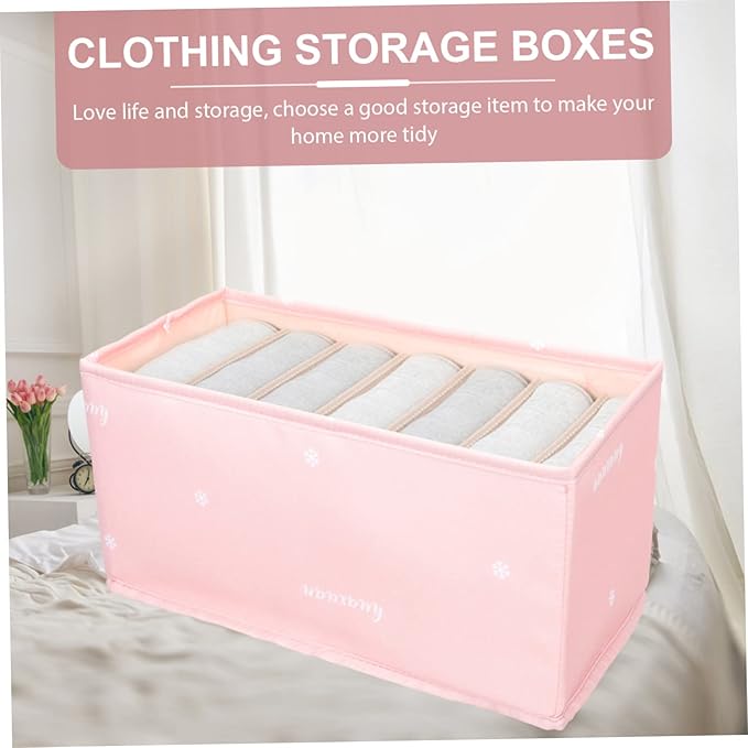 Amosfun Multi-functional Foldable Clothes Storage Box Soft Fabric Drawer Organizer for Pants Underwear and Accessories Space-saving Design Lotus Pink