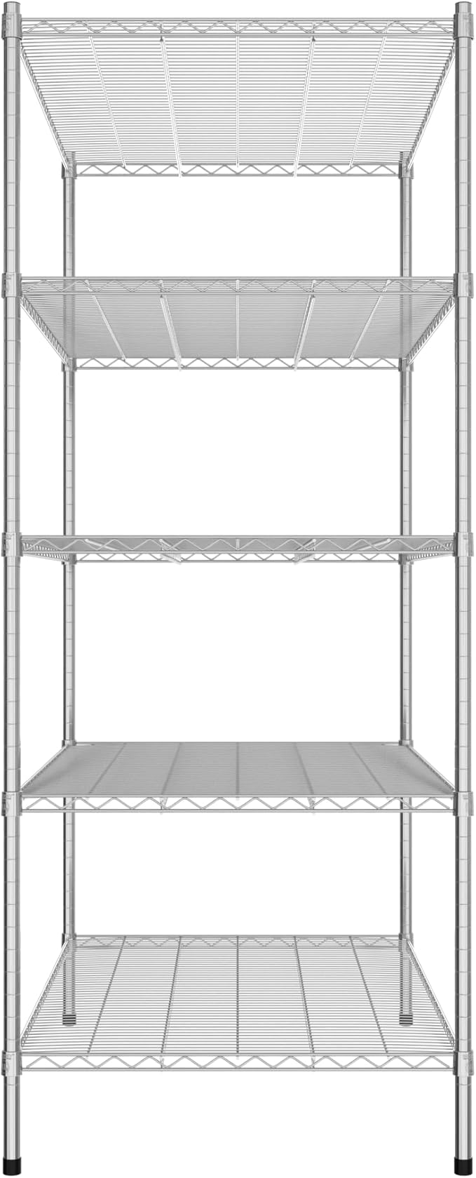 Commercial NSF Listed Chrome Stationary Wire Shelving Kit 30" x 48" x 74", with 5 Shelves Perfect for Warehouse, Walk-in Refrigerator, Freezer, Grocery Store, Restaurant, Dishroom