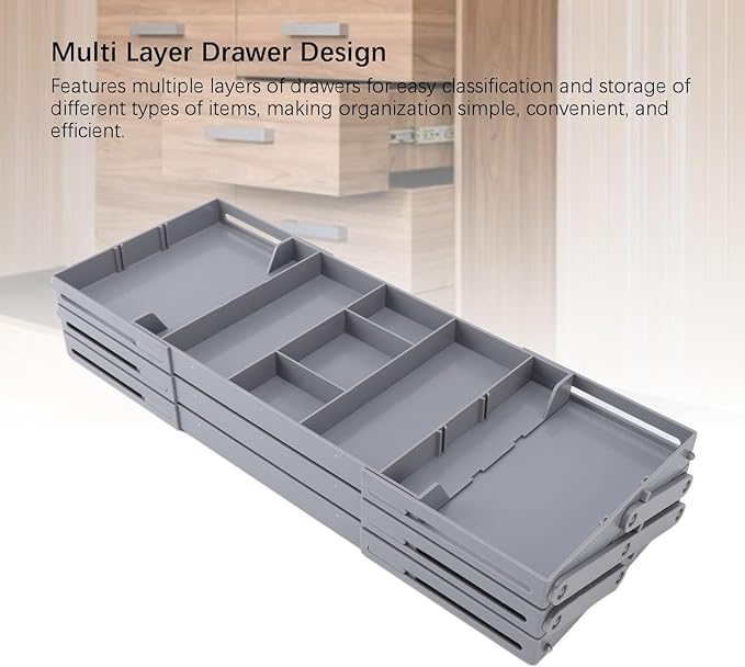 Drawer Organizer, Expandable Foldable Versatile Bathroom and Vanity Desk Drawer Organizer Trays, Plastic Storage for Makeup, Bedroom, Jewelry, Kitchen Utensils and Office (3