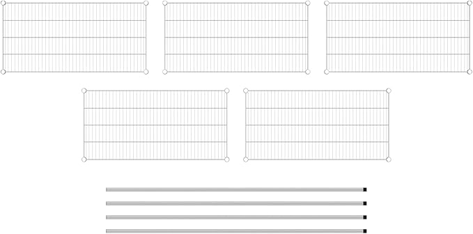Commercial NSF Listed Chrome Stationary Wire Shelving Kit 21" x 42" x 74", with 5 Shelves Perfect for Warehouse, Walk-in Refrigerator, Freezer, Grocery Store, Restaurant, Dishroom