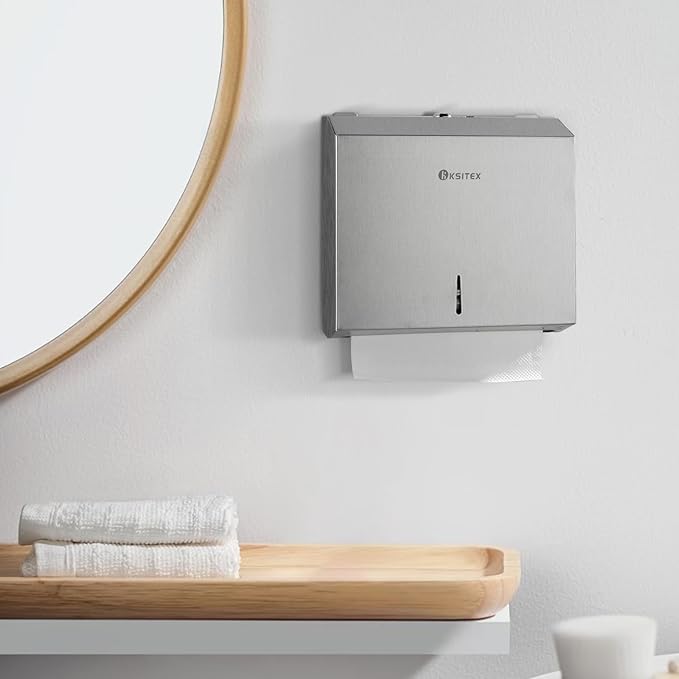 PaperTowel Dispenser Holder Wall Mount, Stainless Steel Paper Towel Holder, Multifold C Fold Trifold Paper Towel Dispenser, Toilet Paper Napkin Holder, Hand Towel Dispenser for Commercial Bathroom