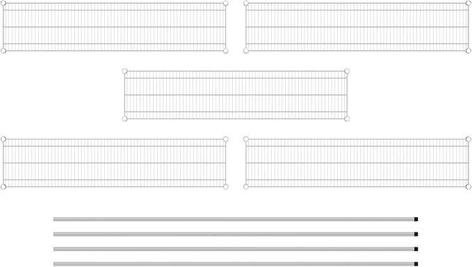 Commercial NSF Listed Chrome Stationary Wire Shelving Kit 14" x 60" x 96", with 5 Shelves Perfect for Warehouse, Walk-in Refrigerator, Freezer, Grocery Store, Restaurant, Dishroom