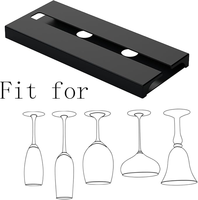 Wine Glass Holder,Under Shelf Cabinet Wine Glass Rack, Plastic Stemware Rack,Glassware Drying Storage Hanger for Kitchen,Bar and Restaurant (Black Style B-4 pc)