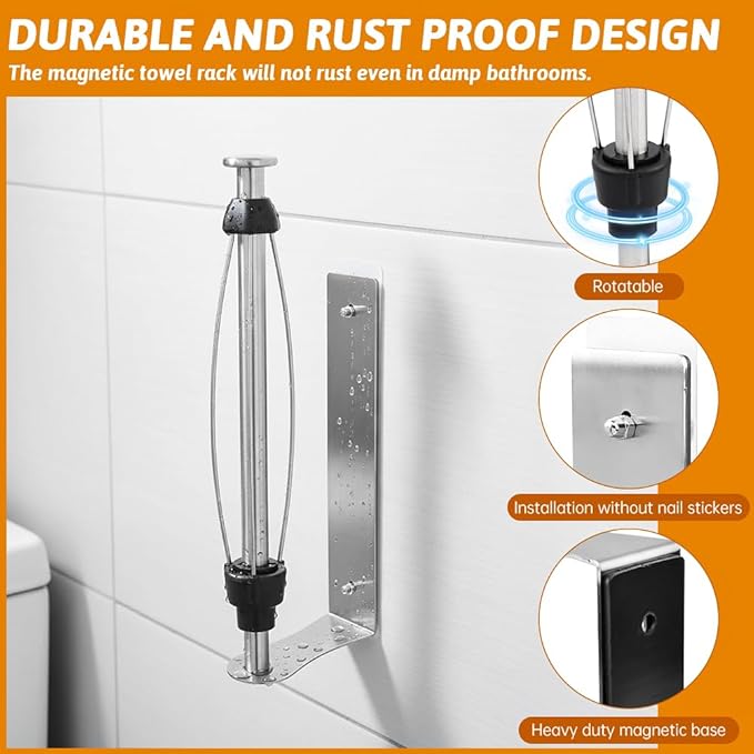 Magnetic Paper Towel Holder for Fridge, No Drill, One Hand Tear Paper Towel Holder with Ratchet Mechanism, Self-Adhesive & Wall Mount for Refrigerator, Kitchen, Garage, RV(Color:Silver)
